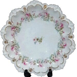 Vintage Moritz Zdekauer MZ Austria Serving Dish Floral Design Scalloped Edges